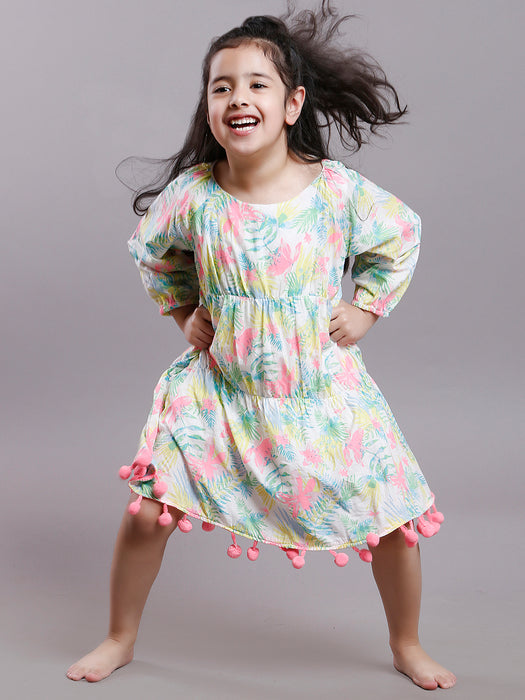 TROPICAL POM-POM DRESS