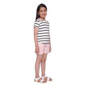Black & White Stripe Heart Embroidery T-shirt