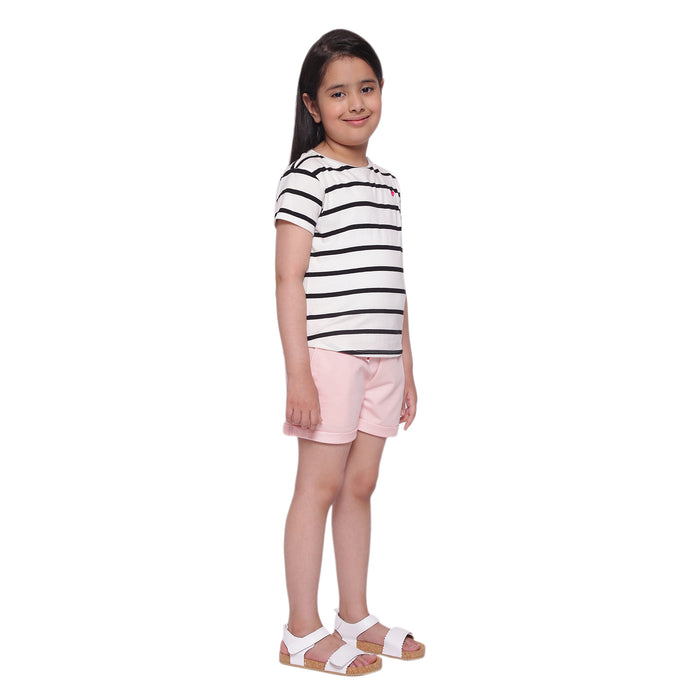 Black & White Stripe Heart Embroidery T-shirt