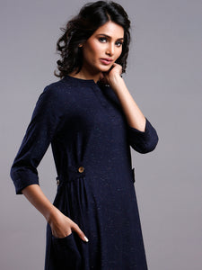 SOLD OUT- NAVY NEPS TAB DETAIL DRESS