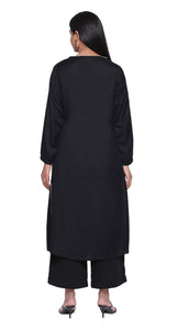 Black & Gold Zari Embroidered Kurta