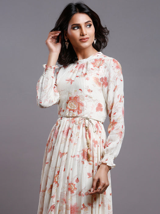 FLORAL GATHERED PARTY DRESS