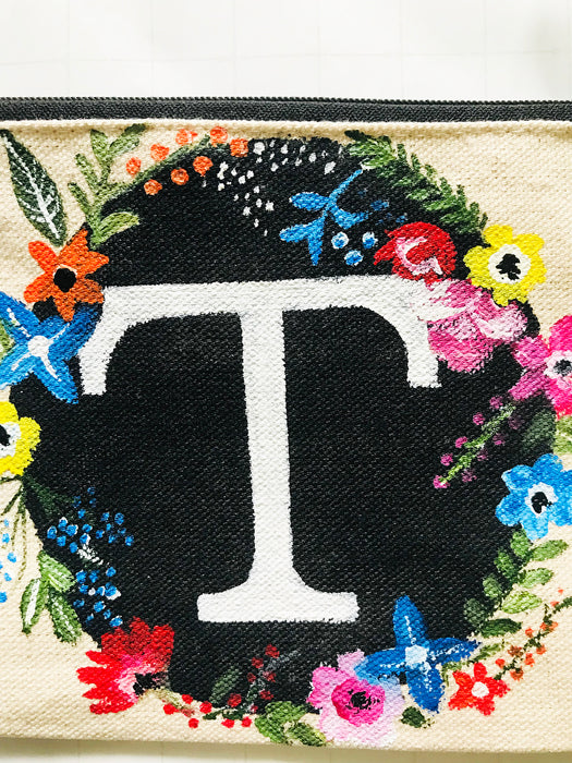 BEIGE "T" ALPHABET MULTIPURPOSE POUCH (SOLD OUT)