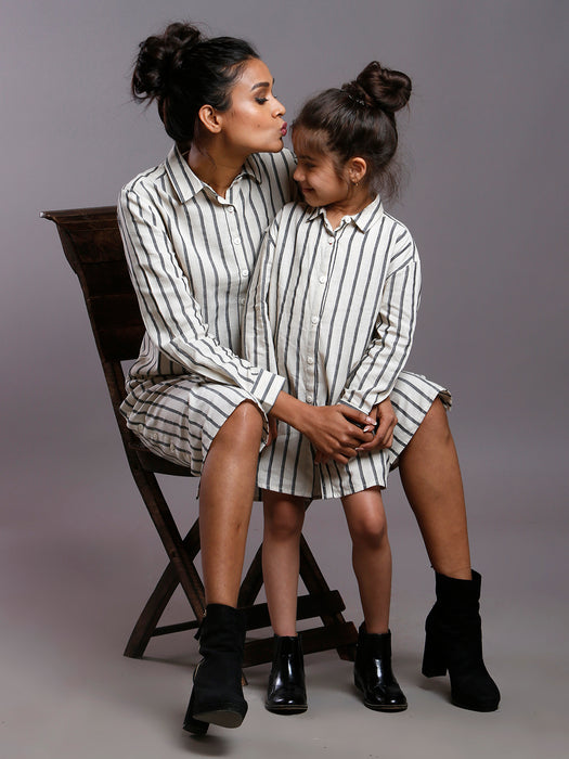 SIDE BUTTON DETAIL STRIPE TUNIC- KIDS