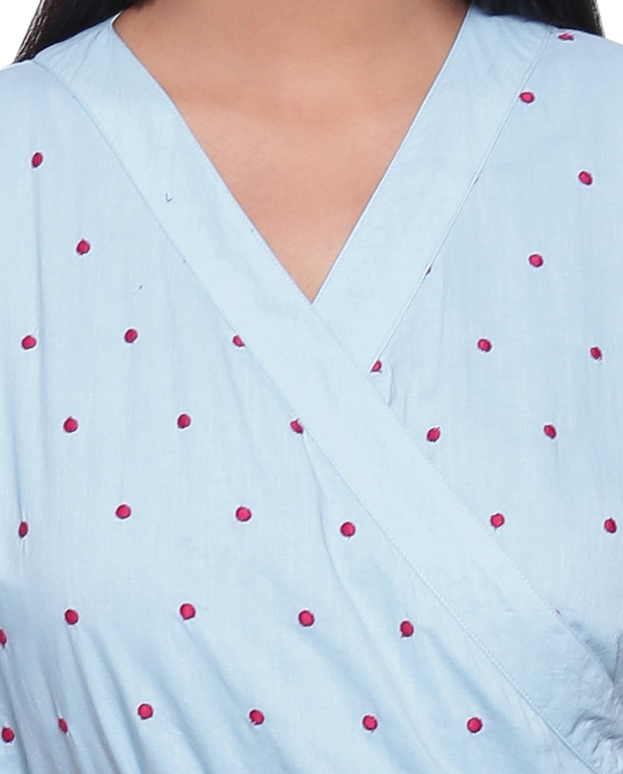 Ice Blue Embroidered Angarakha