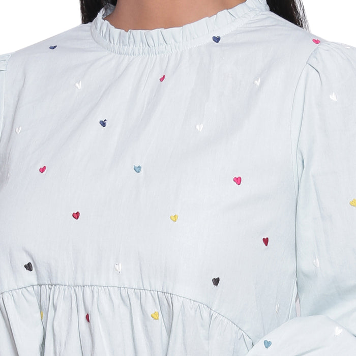 Little Hearts Embroidered Top Women's