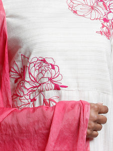 SOLD OUT- STRIPE FLORAL EMBD KURTA