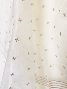 HAND-WOVEN CHANDERI EMBROIDERED DUPATTA- CREAM