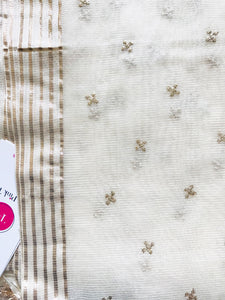 HAND-WOVEN CHANDERI EMBROIDERED DUPATTA- CREAM