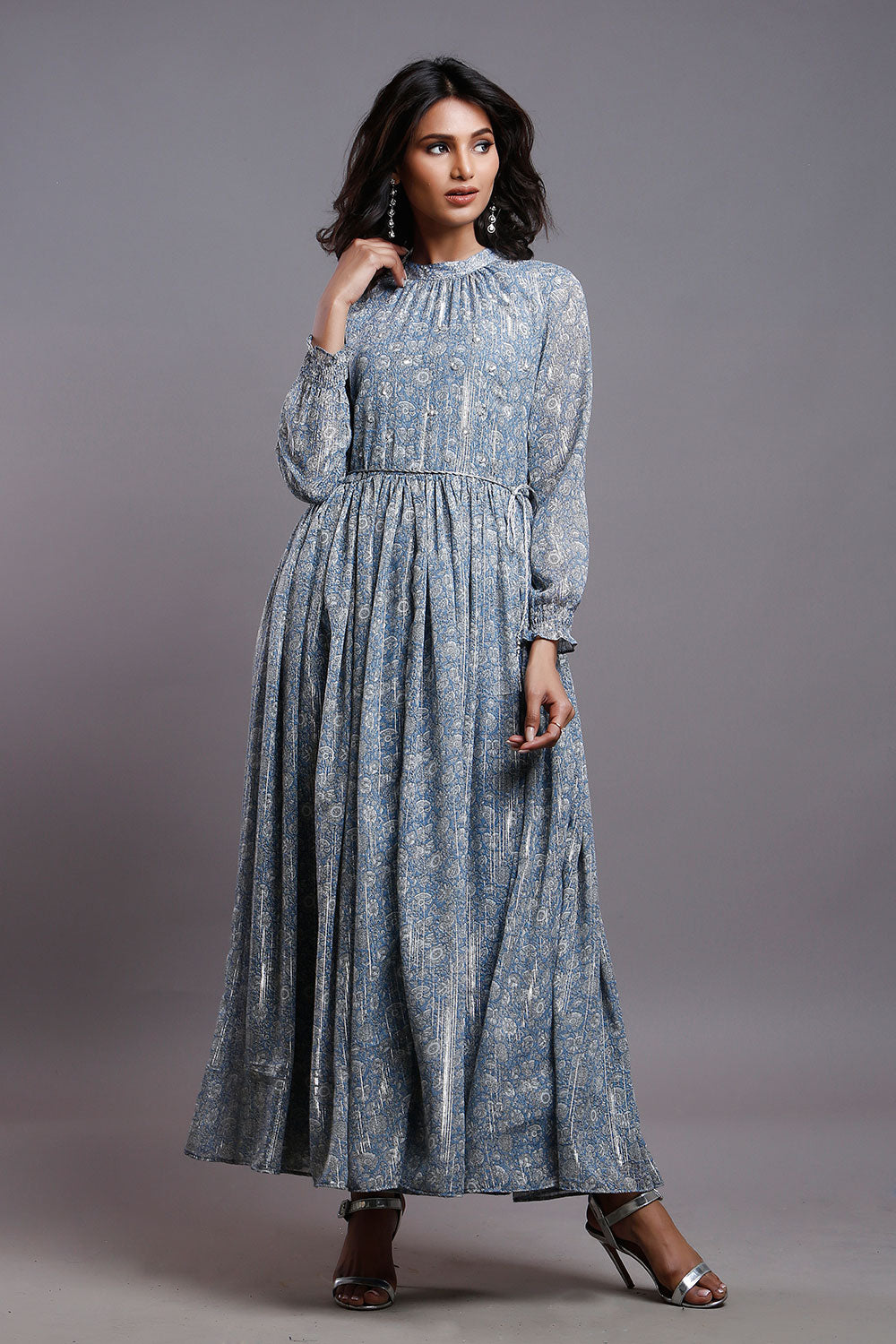 AQUA BLUE GATHERED PARTY DRESS