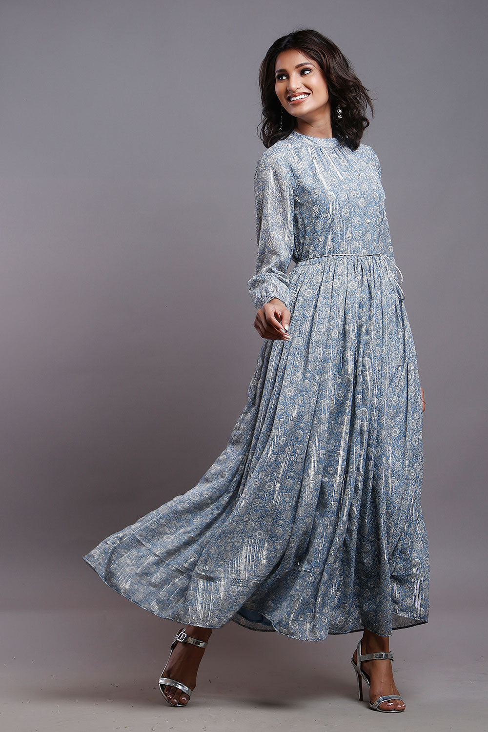 AQUA BLUE GATHERED PARTY DRESS