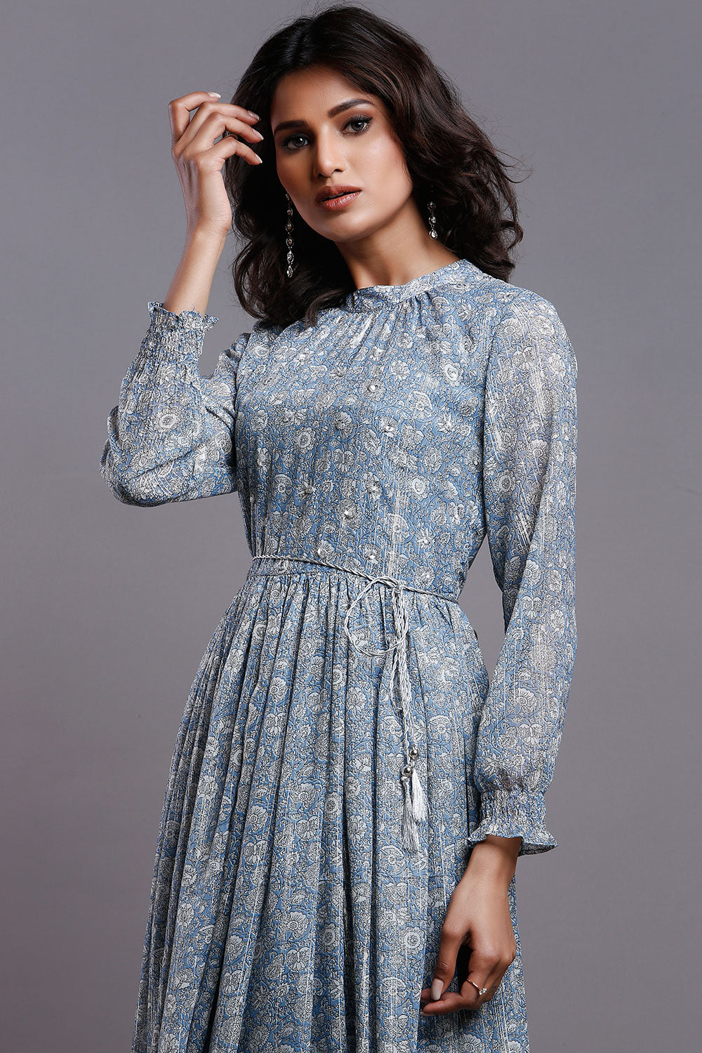 AQUA BLUE GATHERED PARTY DRESS