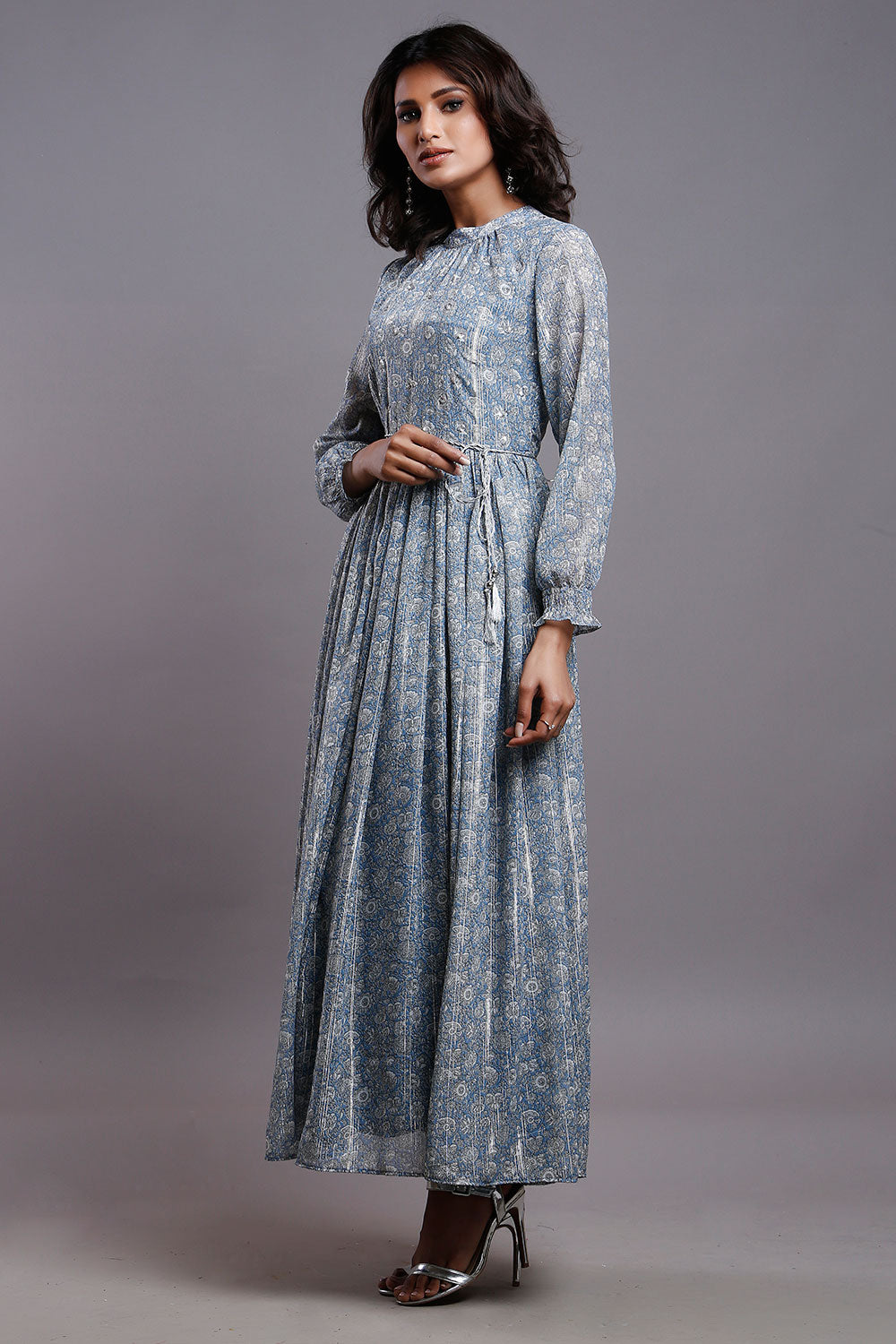 AQUA BLUE GATHERED PARTY DRESS