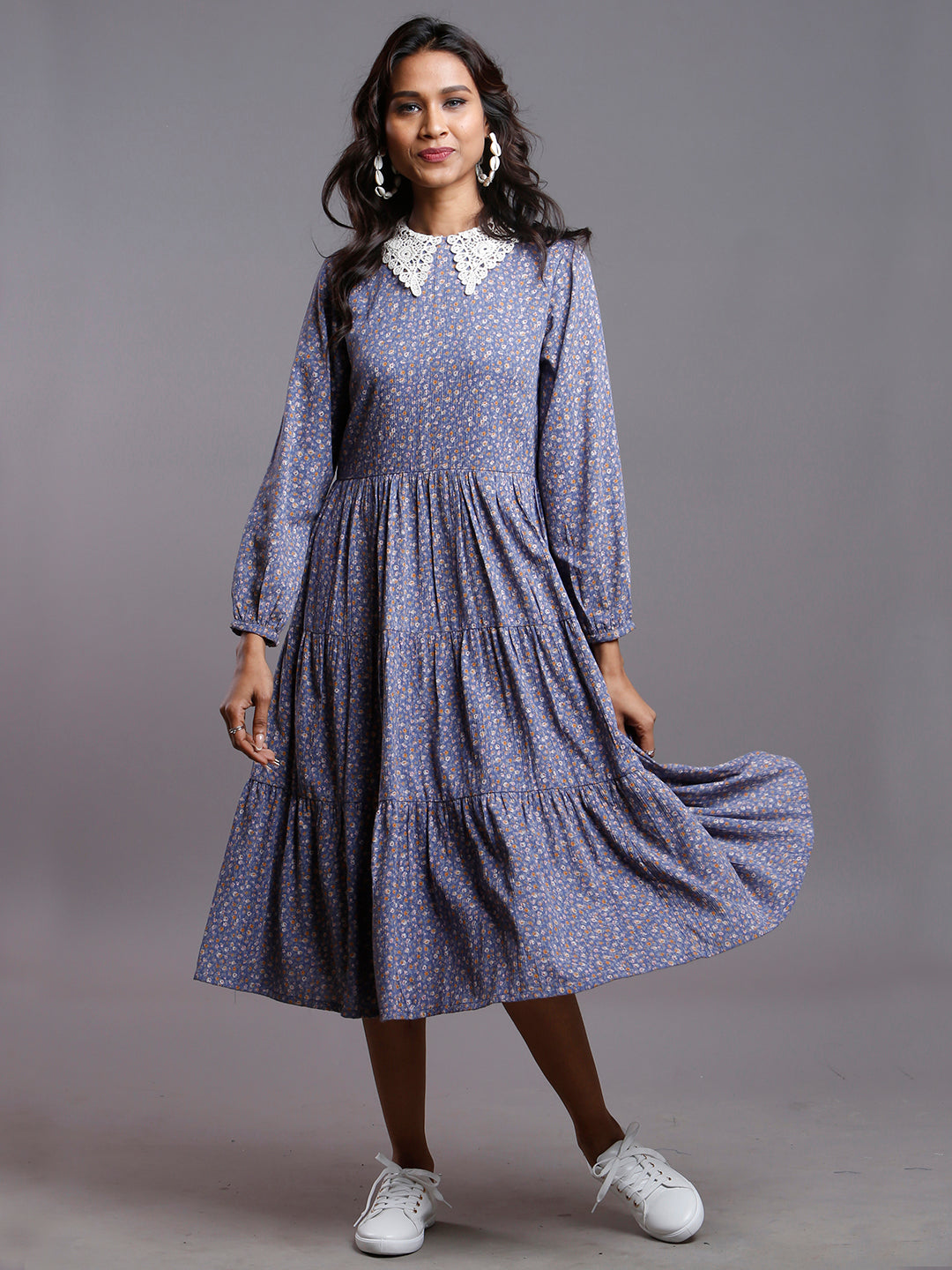 BLUE IRIS VINTAGE COLLAR DRESS MOM S The Pink Tint Store