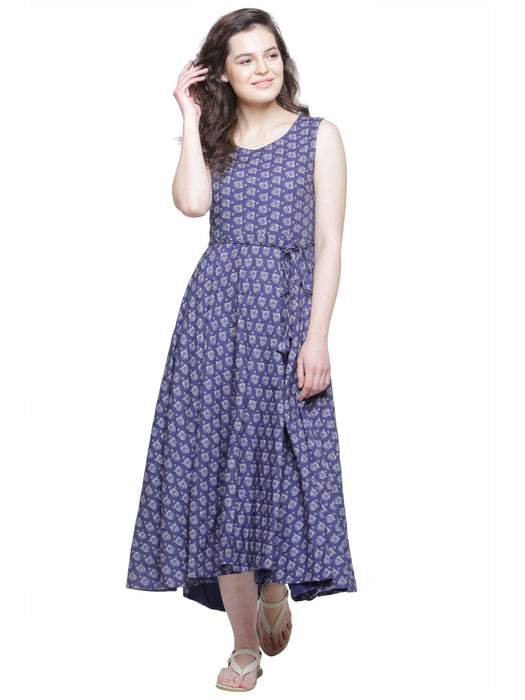 BLUE PAISLEY ASYMMETRIC DRESS