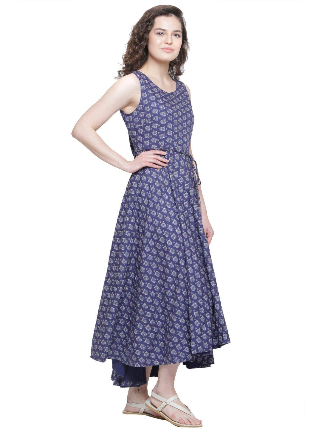 BLUE PAISLEY ASYMMETRIC DRESS