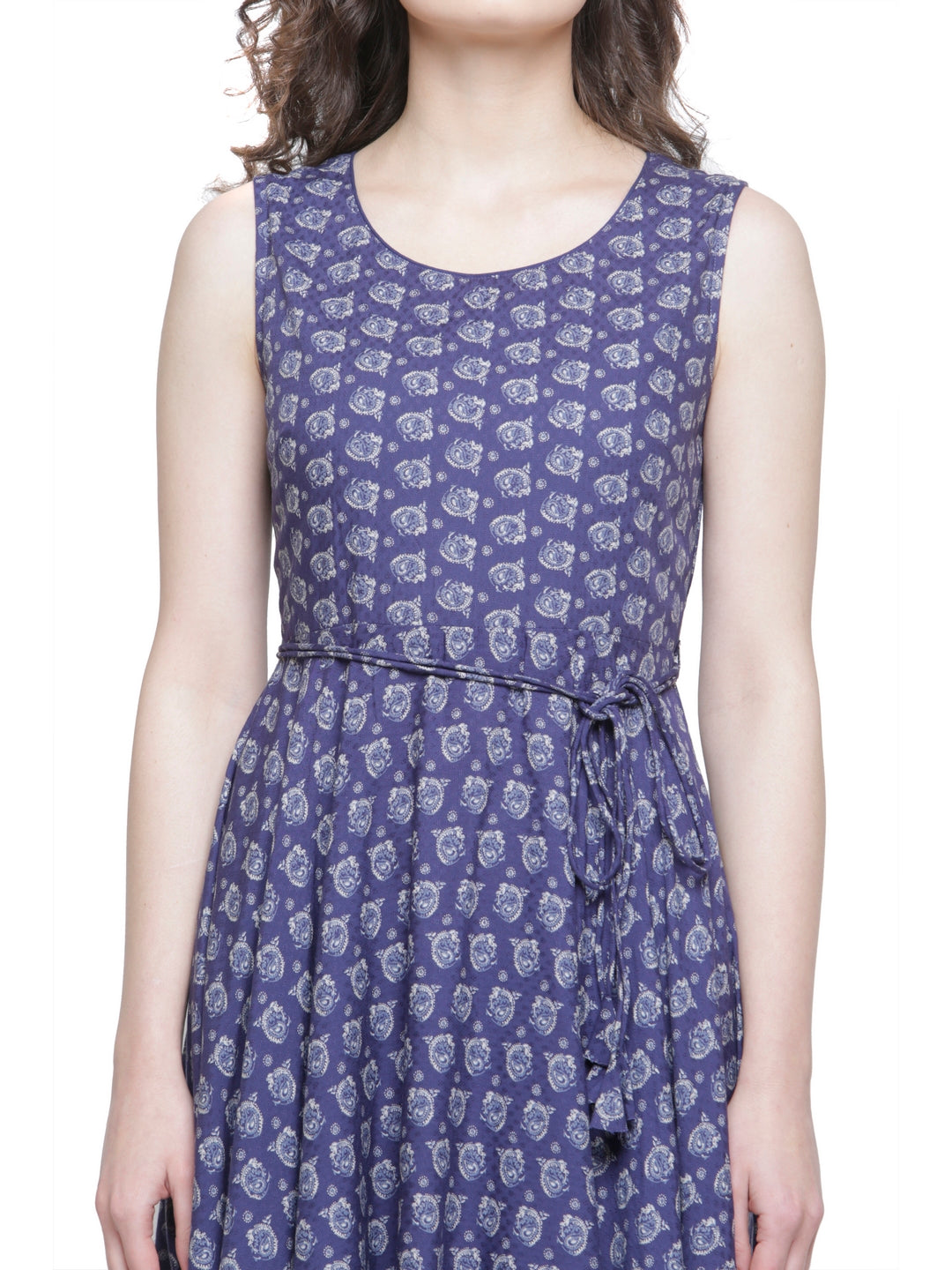 BLUE PAISLEY ASYMMETRIC DRESS