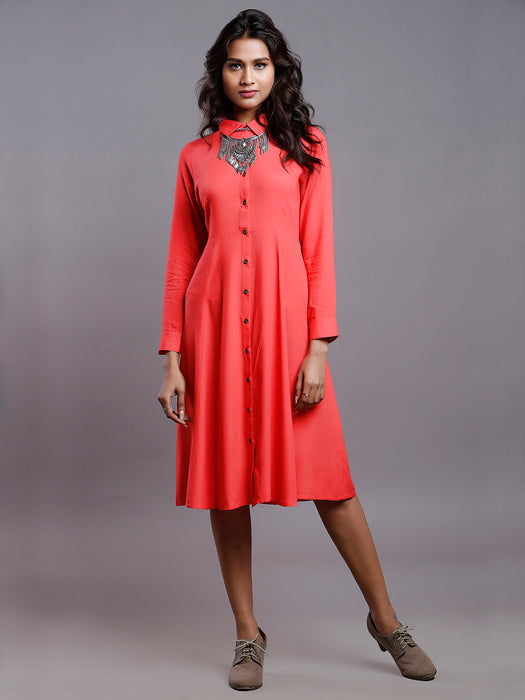 CORAL NEPS SHIRT DRESS- MOM