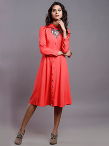 CORAL NEPS SHIRT DRESS- MOM