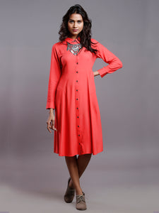 CORAL NEPS SHIRT DRESS- MOM