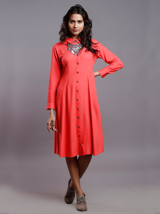 CORAL NEPS SHIRT DRESS- MOM