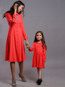 CORAL NEPS SHIRT DRESS- MOM