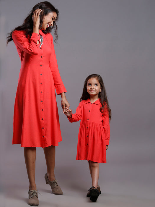 CORAL NEPS SHIRT DRESS- MOM