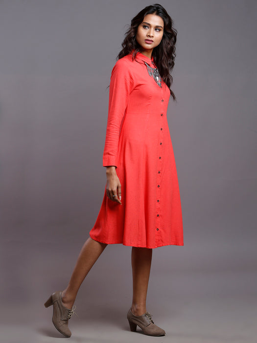 CORAL NEPS SHIRT DRESS- MOM