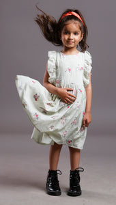 MULMUL EMBROIDERED COTTON DRESS PASTEL GREEN