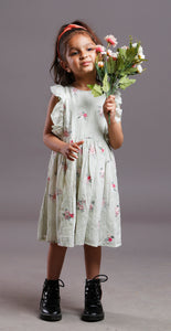 MULMUL EMBROIDERED COTTON DRESS PASTEL GREEN