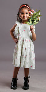 MULMUL EMBROIDERED COTTON DRESS PASTEL GREEN