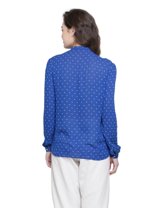 SOLD OUT- INK BLUE PLEATED DOBBY TOP
