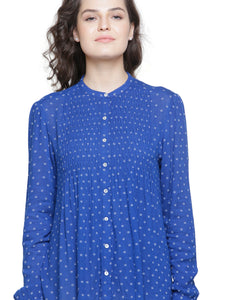 SOLD OUT- INK BLUE PLEATED DOBBY TOP
