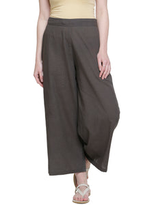 ELASTICATED WAIST COTTON STRAIGHT PANTS