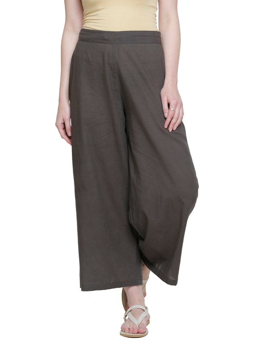 ELASTICATED WAIST COTTON STRAIGHT PANTS