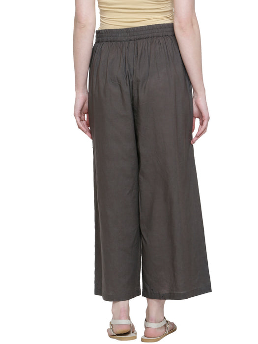 ELASTICATED WAIST COTTON STRAIGHT PANTS