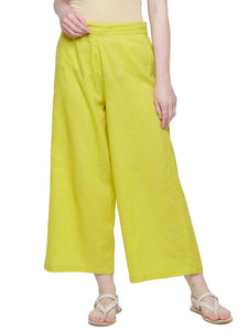 ELASTICATED WAIST COTTON STRAIGHT PANTS