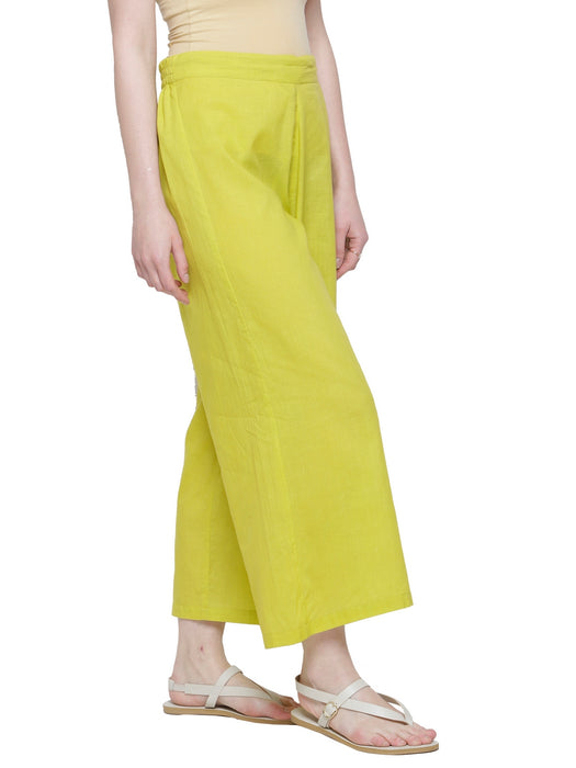 ELASTICATED WAIST COTTON STRAIGHT PANTS