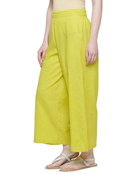 ELASTICATED WAIST COTTON STRAIGHT PANTS