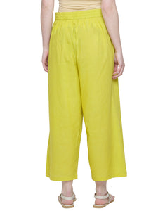 ELASTICATED WAIST COTTON STRAIGHT PANTS