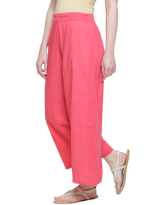 ROSE PINK ELASTICATED STRAIGHT PANTS