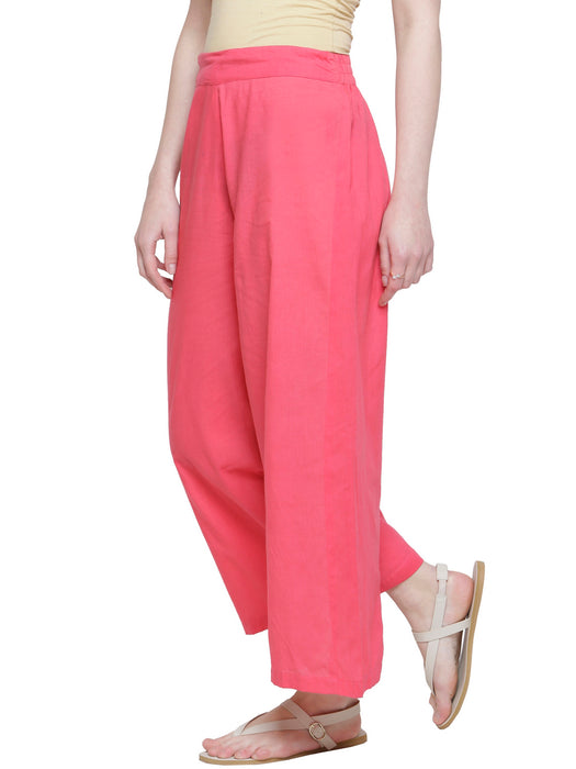 ROSE PINK ELASTICATED STRAIGHT PANTS