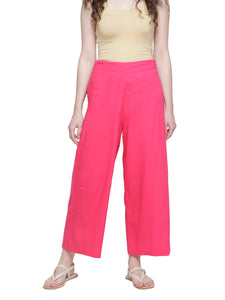 ELASTICATED WAIST COTTON STRAIGHT PANTS