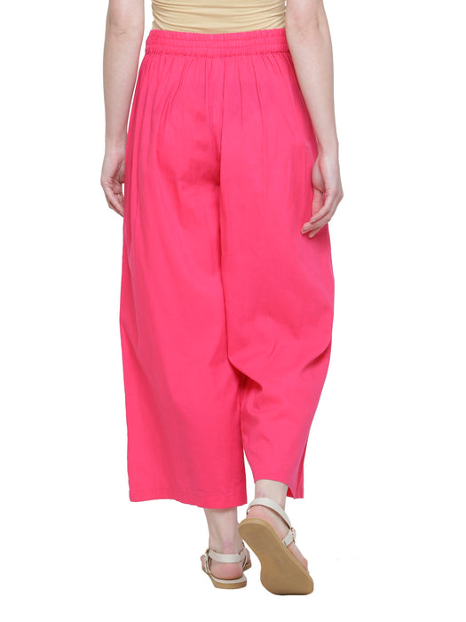 ELASTICATED WAIST COTTON STRAIGHT PANTS