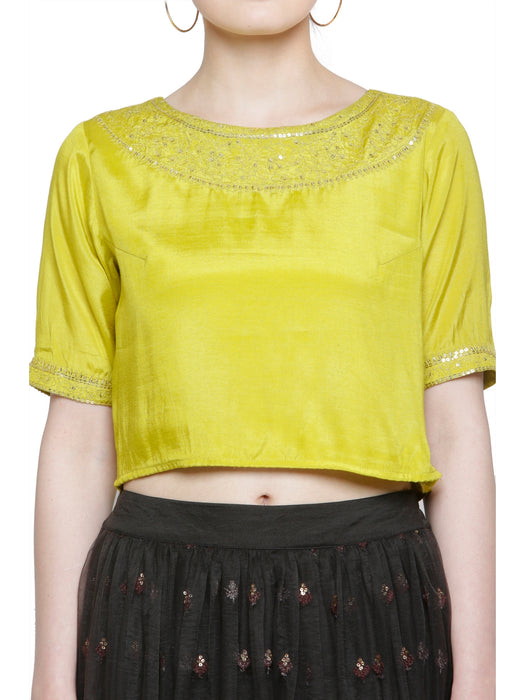 GOLD EMBROIDERY CROP TOP
