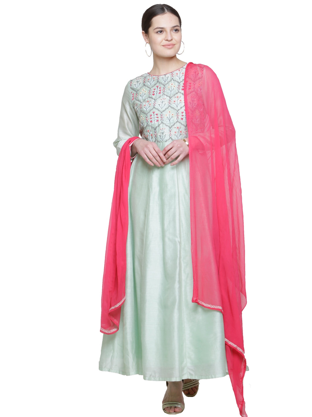 RASPBERRY PINK CHIFFON EMBROIDERED DUPATTA