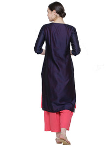 BLUE SEQUINNED PLACKET KURTA