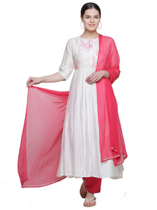 RASPBERRY PINK CHIFFON EMBROIDERED DUPATTA