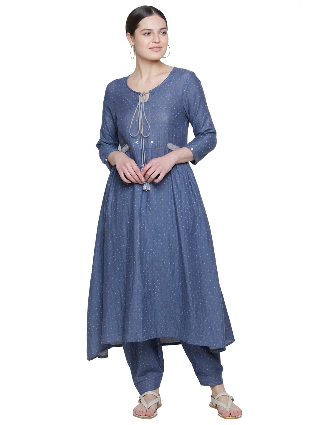 TEXTURED SIDE TAB DETAIL KURTA & DHOTI PANTS-SET