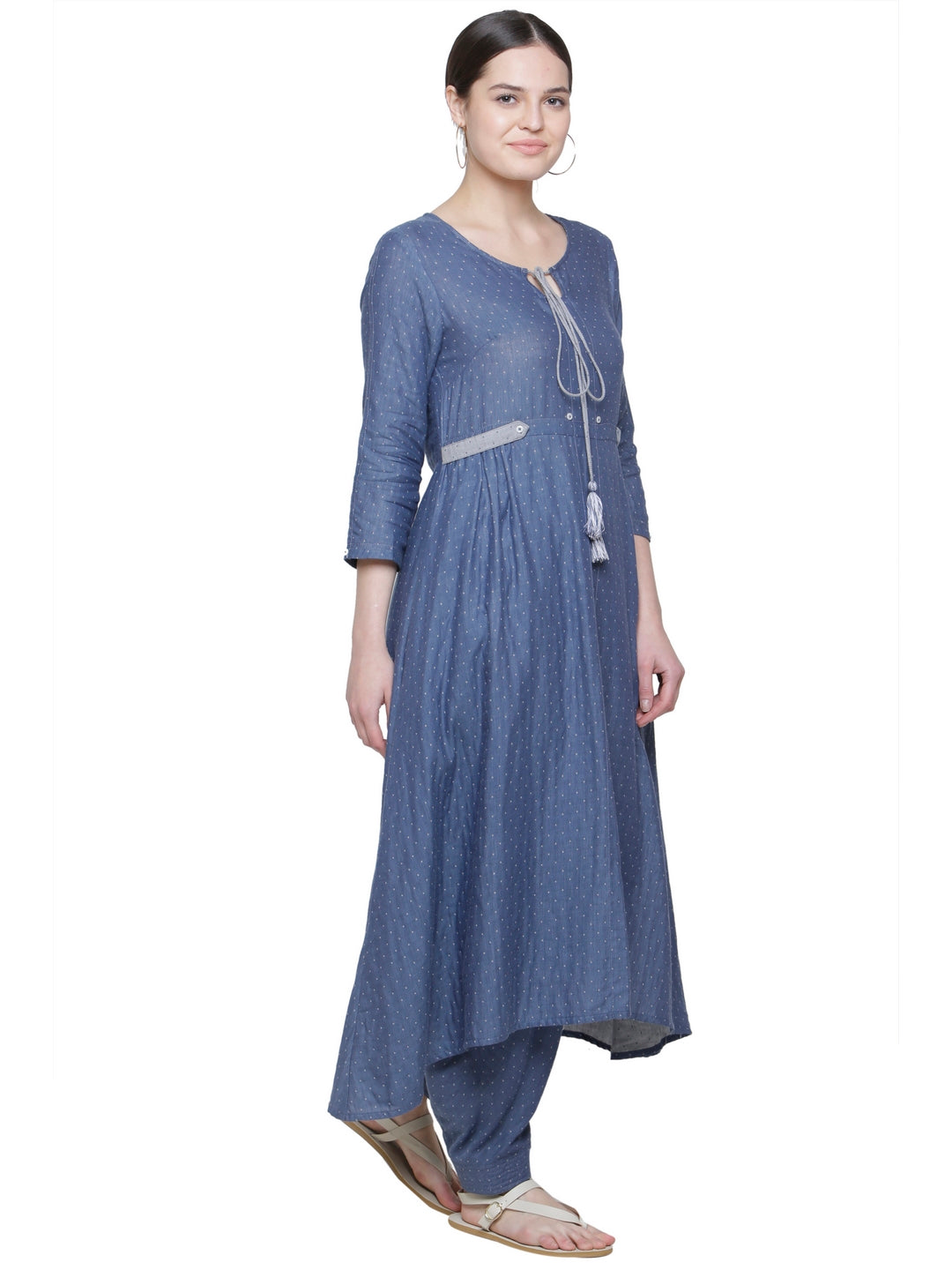 TEXTURED SIDE TAB DETAIL KURTA & DHOTI PANTS-SET